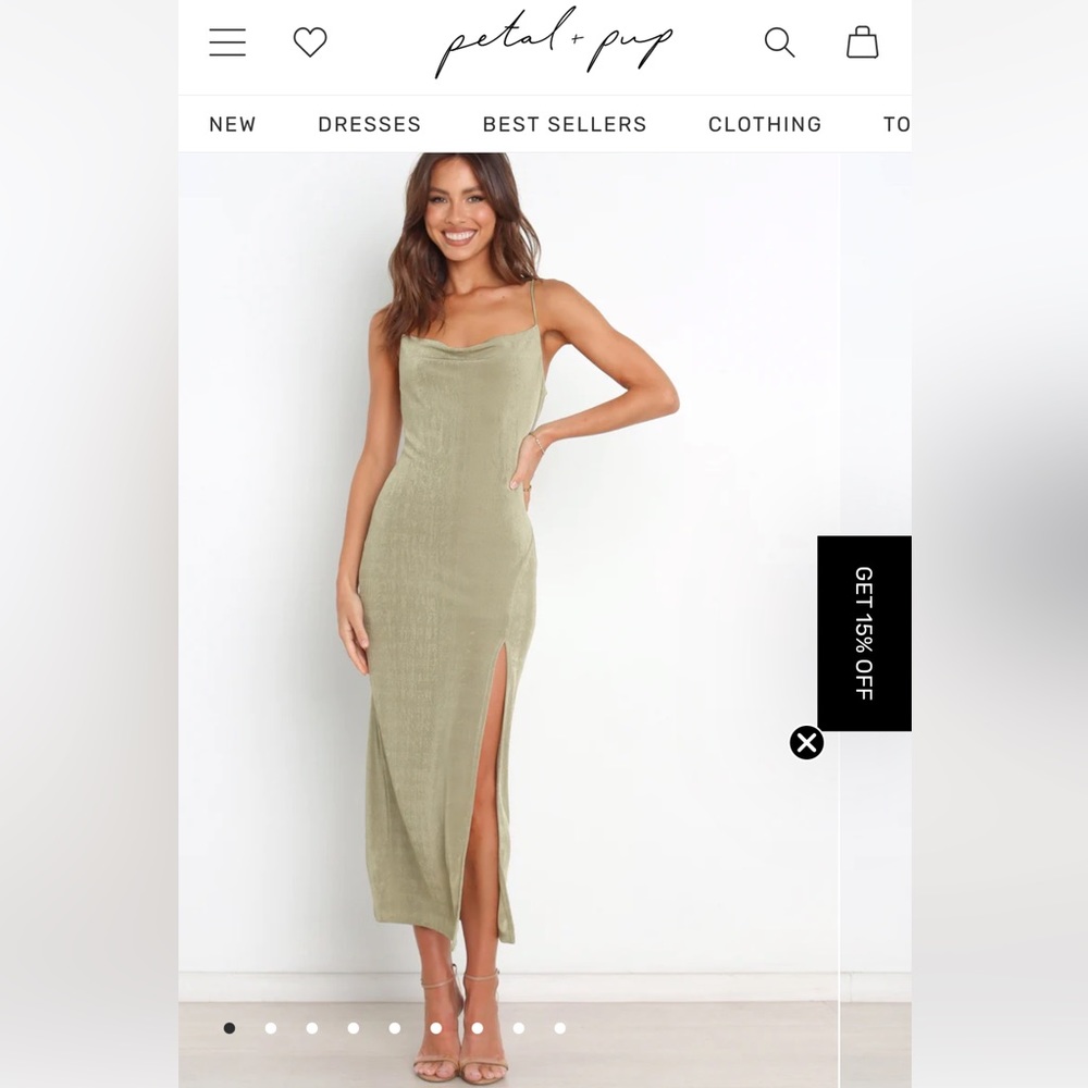 Olive green petal and pup dress